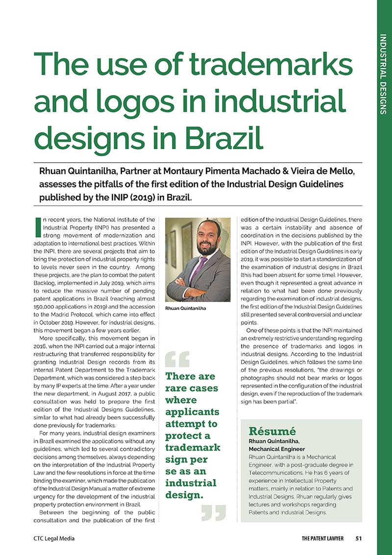The use of trademarks and logos in industrial designs in Brazil