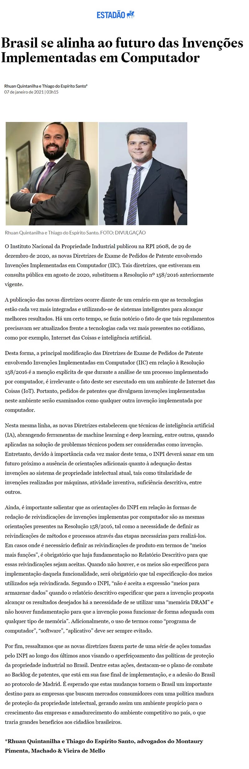 Brasil se alinha ao futuro das Invenções Implementadas em Computador